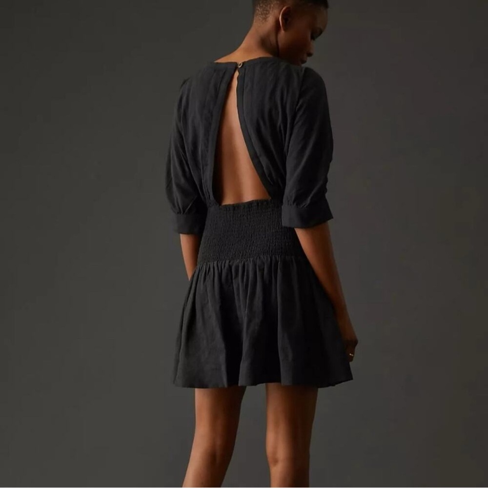 Elegant Black Open-Back Dress Maeve by Anthropologie mini size Large free people